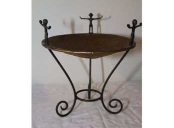 Metal Stand With People Art Bowl