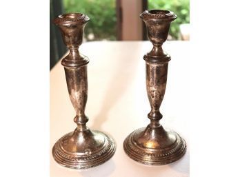 Vintage Pair Of Empire Sterling Silver Weighted Candlesticks