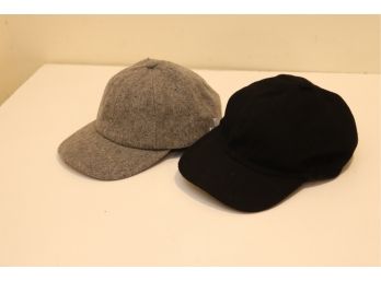 Gray DKNY And Black Cashmere Womens Winter Baseball Hats