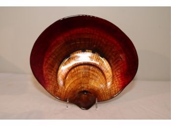 Red/gold Art Glass Shell Bowl