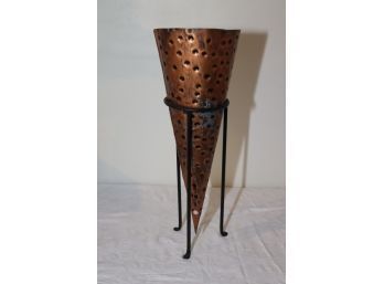 Metal Cone Vase On Stand