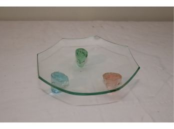 Octagon Art Glass Serving Tray