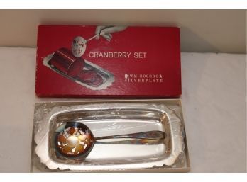 W.M. Rodgers Silverplate Cranberry Set In Box
