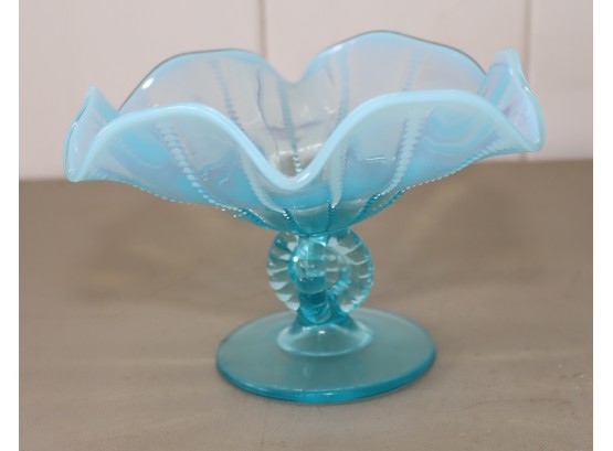 Vintage Blue Glass Compote Dish