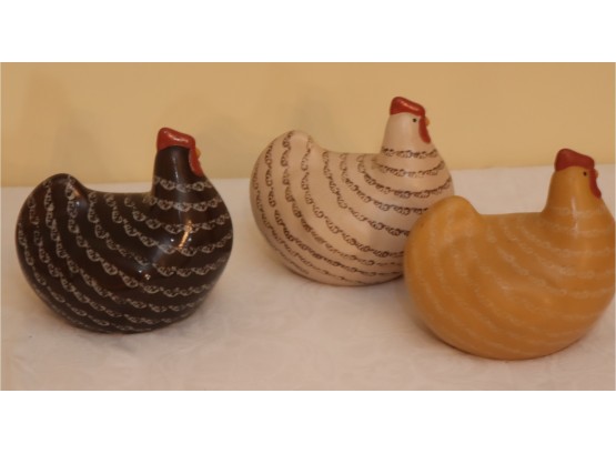 3 Ceramic Chickens