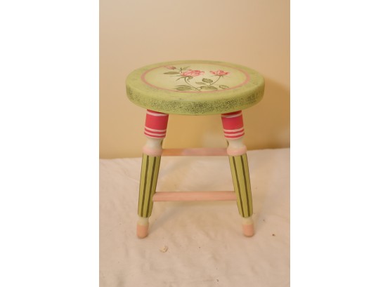 Painted Small Round Foot Stool