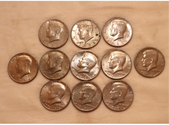 11 Kennedy Half Dollar Coins