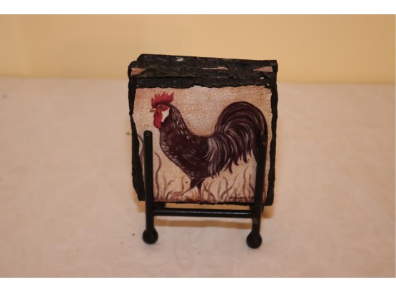 Rooster Coasters With Stand
