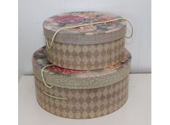 Pair Of Floral Hat Boxes