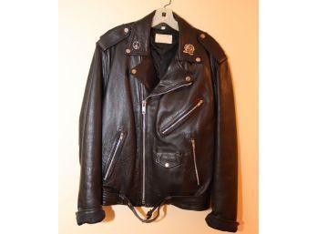 Ripple Black Leather Motorcycle Jacket With Fringe Size Med/large Daytona '92 Pins