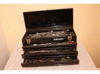 Metal Husky Tool Box Filled With Tools Craftsman SK Ratchets, Wrenches And More