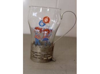 Vintage 1964 New York World Fair Glass With Metal Handle