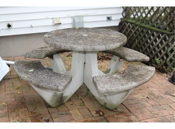 Vintage Round Concrete Cement Outdoor Picnic Table From An Old Mcdonald's