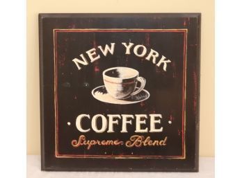 New York Coffee Painted Wood Sign