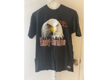 Vintage Genuine  HARLEY DAVIDSON ATTITUDE T-shirt Bald Eagle  Suffolk  Sz. L. (F-2)