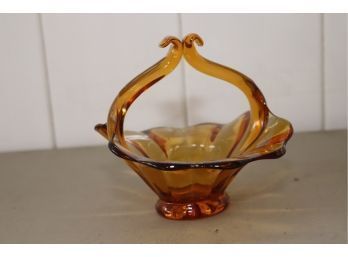 Amber Art Glass Candy Dish