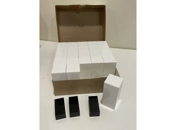 23 Small White Plastic Boxes Plus 3 Small Black Ones