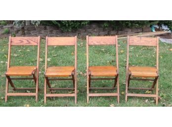Set Of 4 Vintage Slat Wood Folding Chairs By Snyder Chair Co. USA