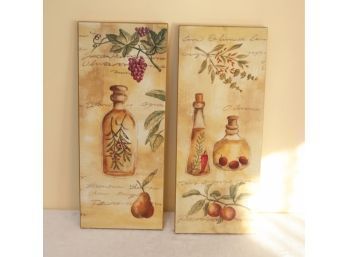 Pair Of Olive Oil Kitchen Wall Decor Artwork