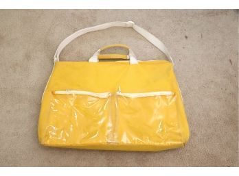 Vintage Lancome Yellow Beach Zippered Tote Duffle Bag Clear Pockets