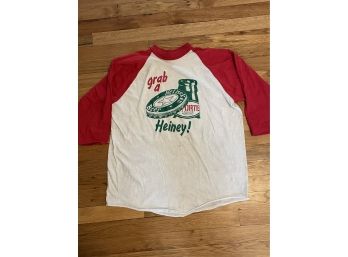 Vintage 1980s Grab A Heiney Heineken Beer 3/4 T-Shirt