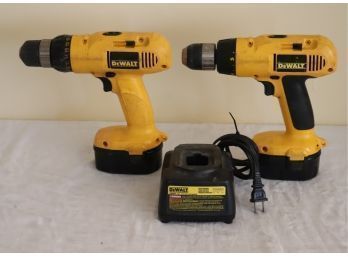 Pair Of DeWalt 14.4v Cordless Drills  2 Batteries And Charger