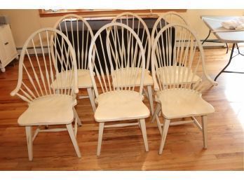 Set Of 4 Wooden Bow-Back Windsor Side Chairs And 2 Arm Chairs