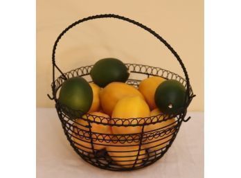 Plastic Lemmon Limes In Metal Basket
