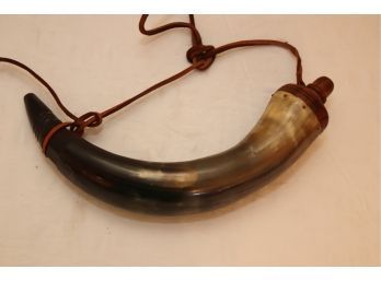 Antique Vintage Black Powder Horn