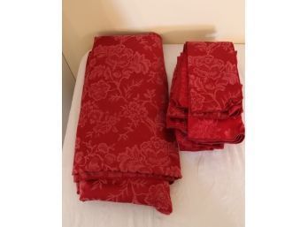 Red Tablecloth And Napkins