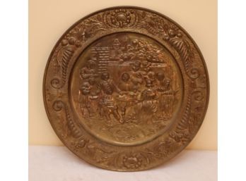 Vintage Embossed Brass Plate