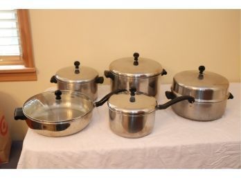 Vintage Farberware Aluminum Clad Stainless Steel Lids Pots Pans Set