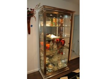 Lighted Stainless Steel And Glass Display Cabinet Glass Shelves  (DR)
