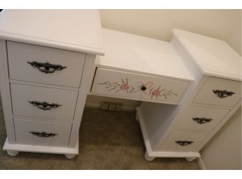 White Painted Vanity Makeup Storage Table