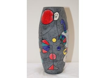Rare Midcentury Multicolor Italian Ceramic Vase After Joan Miró By Lg Felie