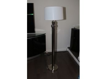 Modern Chrome Ball And Black Floor Lamp With White Lampshade