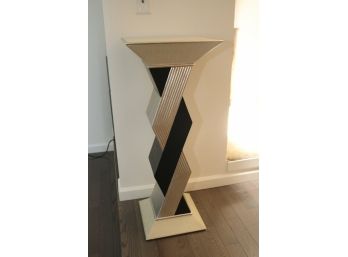 Vintage Abstract Modern Silver And Black Pedestal