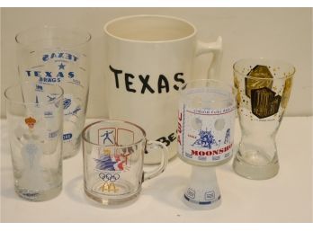 Assorted Vintage Barware Glasses Texas, Worlds Fair, McDonalds Olympics,  NASA Apollo 11