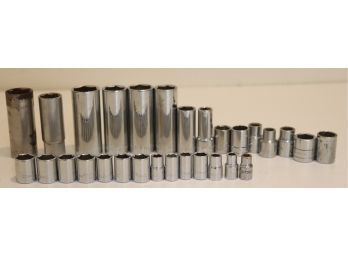 Assorted Pre-owned Sockets Craftsman SK Husky Klein And More 1/2' 3/8' 14'. (SOC-1)