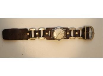 VINTAGE TISSOT SEASTAR On Cool Leather / Metal Link Cuff Watch Band