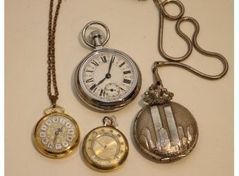 Vintage Pocket Watches Swiss Great Britain Train Locomotive NY Twin Towers   (Watch-7)