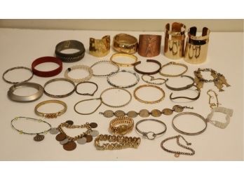 Assorted Bracelet Lot, Vintage And New Cuffs, Bangles  (J-7)