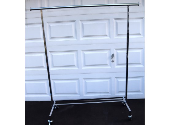 ROLLING CHROME COMMERCIAL ADJUSTABLE CLOTHING RACK  (CC-4)