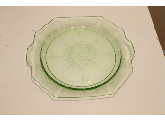 Vintage Green Clear DEPRESSION Glass Plate