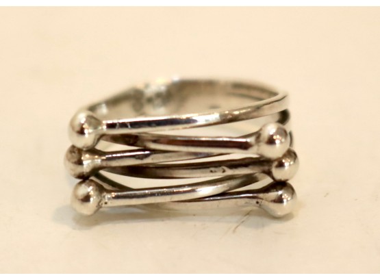 Vintage Mexican Sterling Silver Modernist Ring (ASJ-3)