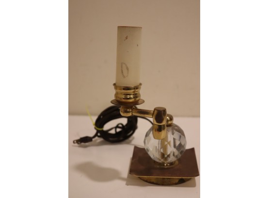 Vintage Candelabra Bulb Crystal And Brass Base Lamp