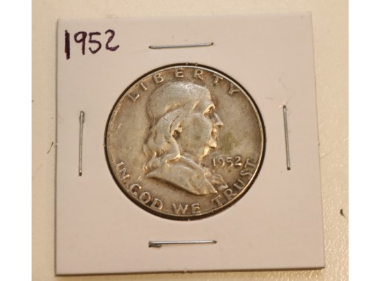 US Mint 1952  Franklin Half Dollar 90 Silver Coin
