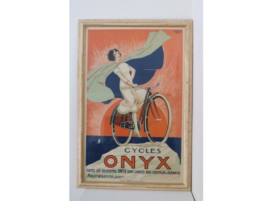 Antique Framed Cycles Onyx French Bicycle Advertising Poster