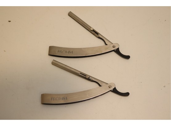 Pair Of Vintage Fromm Stainless Steel Straight Hair Thinning Razor No Blades