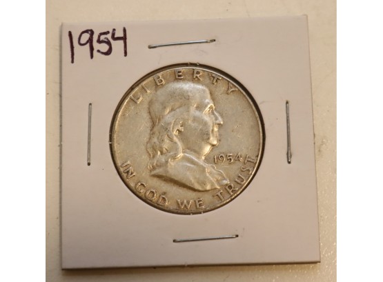 US Mint 1954  Franklin Half Dollar 90 Silver Coin